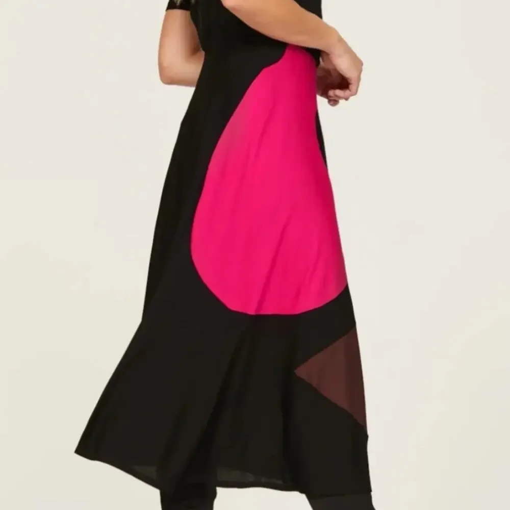 Tory Burch Colorblock Knit Crepe Midi Skirt Black Brown Pink 6 $998